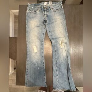 Lucky Jeans Size 4 / 27 Low Rise Flare with Patches